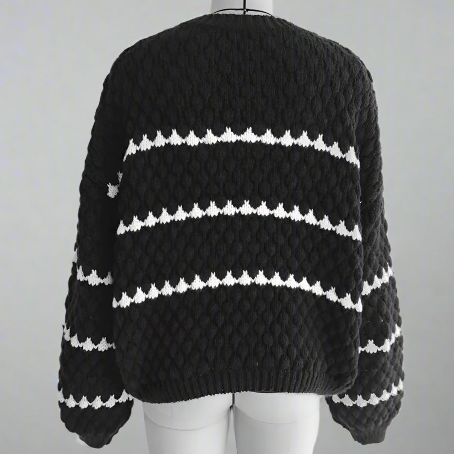 JUSTINE® | STRIPED KNIT SWEATER - EcoEase Market