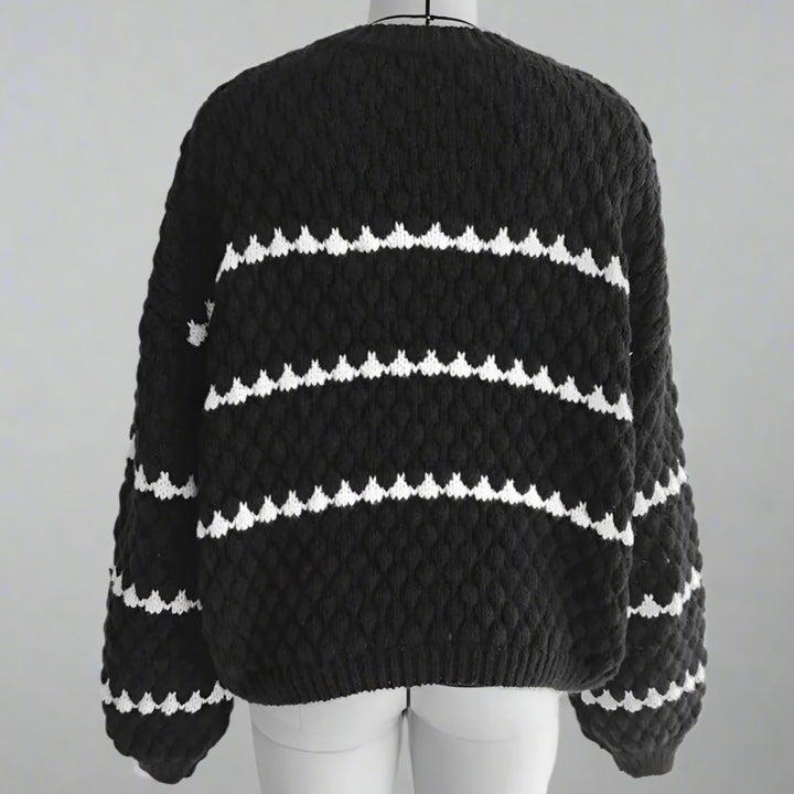 JUSTINE® | STRIPED KNIT SWEATER - EcoEase Market