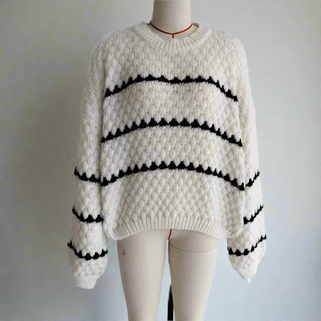 JUSTINE® | STRIPED KNIT SWEATER - EcoEase Market