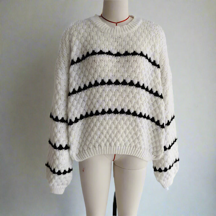 JUSTINE® | STRIPED KNIT SWEATER - EcoEase Market